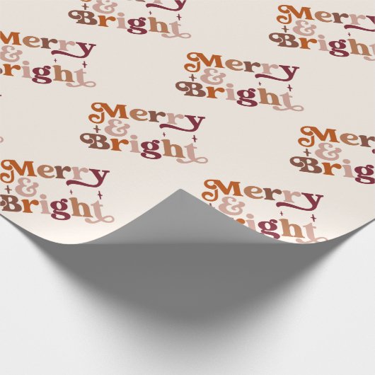 Boho Retro Merry und Bright Geschenkpapier (Ecke)