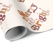 Boho Retro Merry und Bright Geschenkpapier (Rolleneckpunkt)
