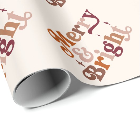 Boho Retro Merry und Bright Geschenkpapier (Rolleneckpunkt)