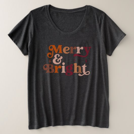 Boho Retro Merry und Bright Große Größe T-Shirt (Design vorne)
