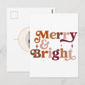 Boho Retro Merry und Bright Postkarte (Vorne/Hinten)