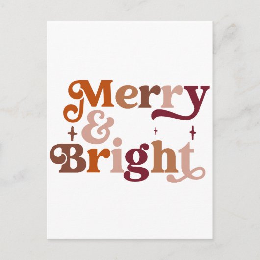 Boho Retro Merry und Bright Postkarte (Vorderseite)