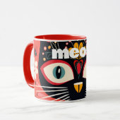 Boho Retro Mitte Jahrhundert Blumenkatze Tasse (Vorderseite Links)