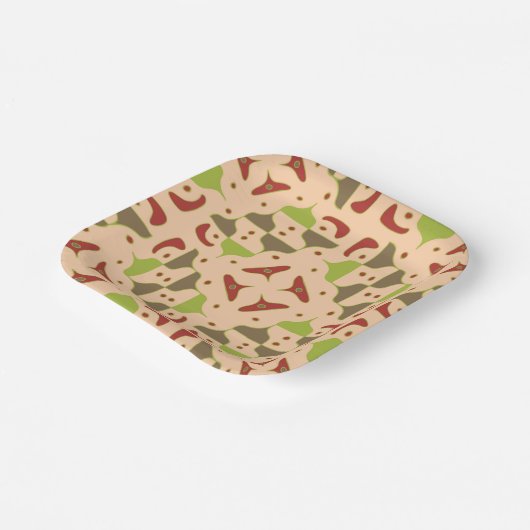 Boho Retro Modern Graphic Paper Plate Pappteller (Gewinkelt)
