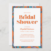 Boho Retro Orange Typografie Wavy Brautparty Einladung (Vorderseite)