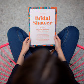 Boho Retro Orange Typografie Wavy Brautparty Einladung