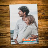 Boho Retro Orange und Blue Typografy Wavy Lines Dankeskarte