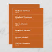 Boho Retro Orange Wedding Platzkarte DIY (Vorne/Hinten)