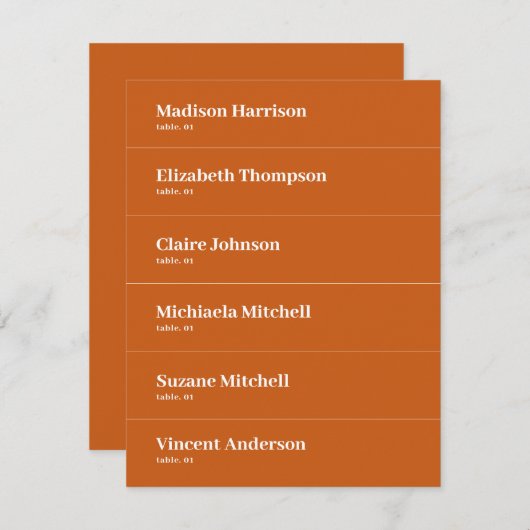 Boho Retro Orange Wedding Platzkarte DIY (Vorne/Hinten)