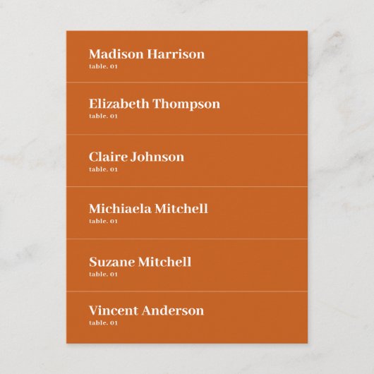 Boho Retro Orange Wedding Platzkarte DIY (Vorderseite)