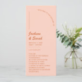 Boho Retro Orange Wedding Programm (Stehend Vorderseite)