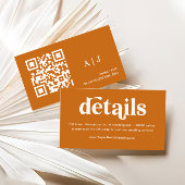 Boho Retro Orange Wedding Website Details Qr Code Begleitkarte