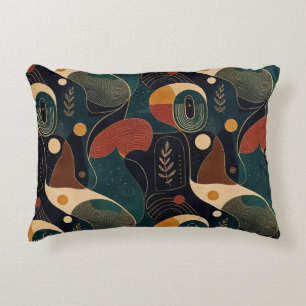 Boho Retro Organische Formen in Navy Teal Terrakot Dekokissen