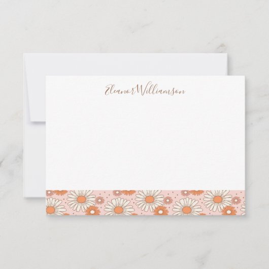 Boho Retro Pastel Pink Blütendusche Dankeskarte (Vorderseite)