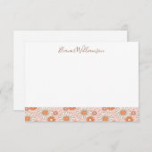 Boho Retro Pastel Pink Blütendusche Dankeskarte (Vorne/Hinten)