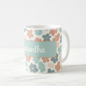 Boho-Retro-Pastell-Blumenmuster Kaffeetasse (VorderseiteRechts)