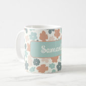 Boho-Retro-Pastell-Blumenmuster Kaffeetasse (Vorderseite Links)