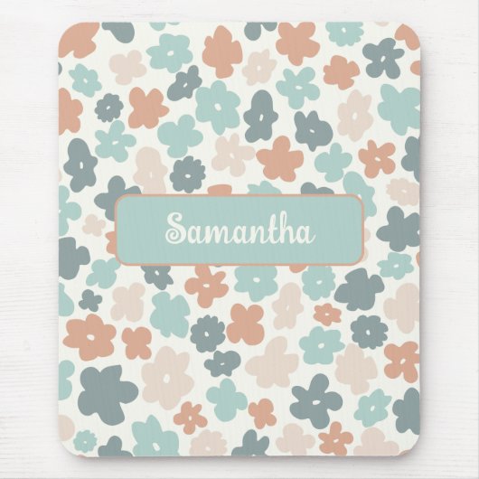 Boho-Retro-Pastell-Blumenmuster Mousepad (Vorne)