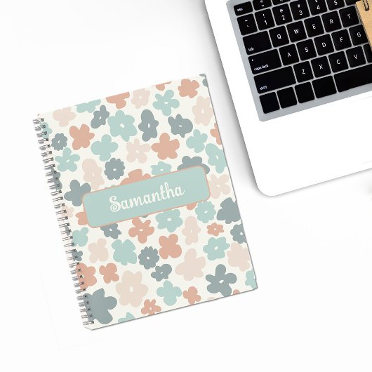 Boho-Retro-Pastell-Blumenmuster Notizblock