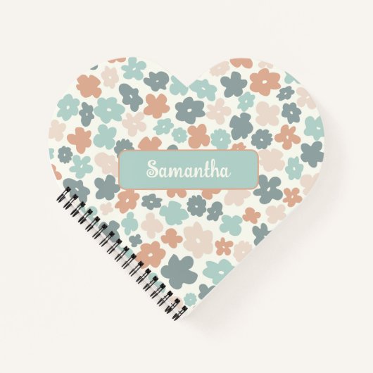 Boho-Retro-Pastell-Blumenmuster Notizblock (Vorderseite)