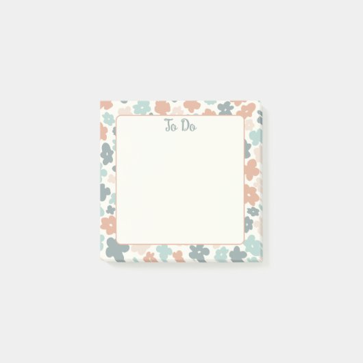 Boho-Retro-Pastell-Blumenmuster Post-it Klebezettel (Vorderseite)