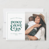 Boho Retro Peace Liebe Joy Foto Weihnachtskarte Feiertagskarte (Vorderseite)