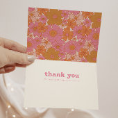 Boho Retro Pink Groovy Floral Arch Dankeskarte