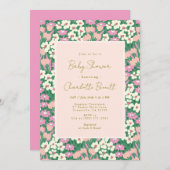 Boho Retro Pink Sage Floral Baby Dusche Einladung (Vorne/Hinten)