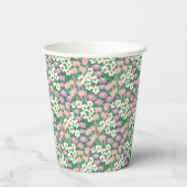Boho Retro Pink Sage Floral Baby Dusche Pappbecher (Rückseite)