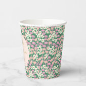 Boho Retro Pink Sage Floral Baby Dusche Pappbecher (Links)
