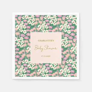 Boho Retro Pink Salbei Blumen Baby Shower Serviette