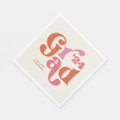 Boho Retro Pink und Orange Abschluss Napkins Serviette (Ecke)