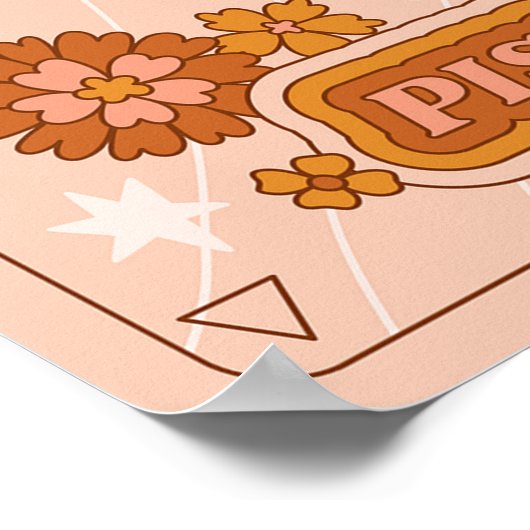 Boho Retro Pisces Zodiac Poster (Ecke)