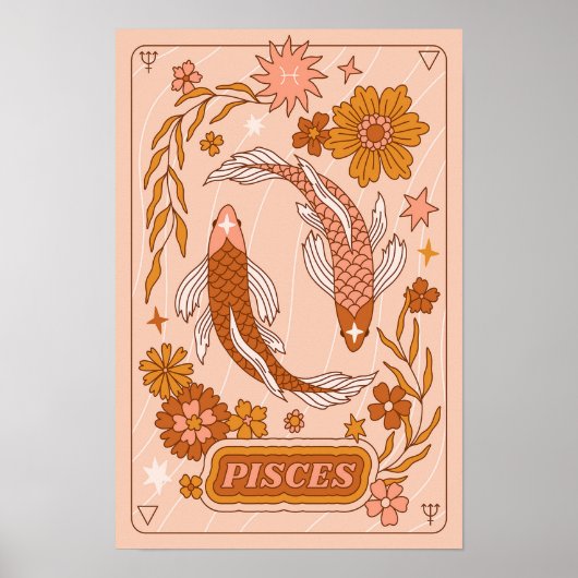 Boho Retro Pisces Zodiac Poster (Vorne)