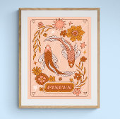 Boho Retro Pisces Zodiac Poster