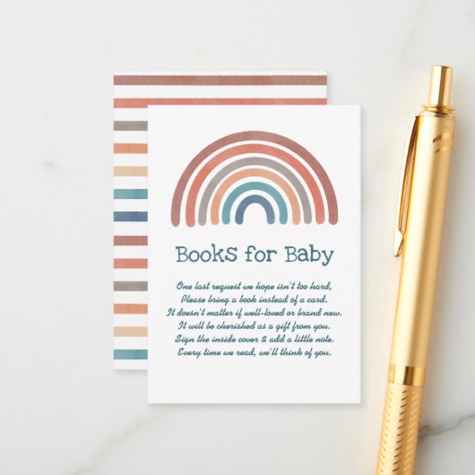 Boho Retro Rainbow Baby Duschbücher für Baby Begleitkarte (Vorderseite/Rückseite Beispiel)