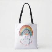 Boho Retro Rainbow Name Script Oh Baby Tasche (Vorderseite)