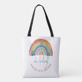 Boho Retro Rainbow Name Script Oh Baby Tasche (Rückseite)