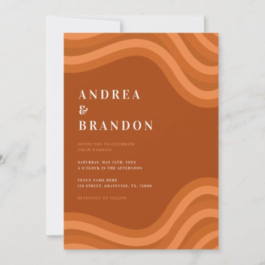 Boho Retro Rainbow QR Code UAWG All in One Wedding Einladung (Vorderseite)