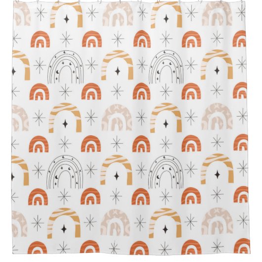 Boho retro Regenbogenline art mostars Duschvorhang (Vorderseite)