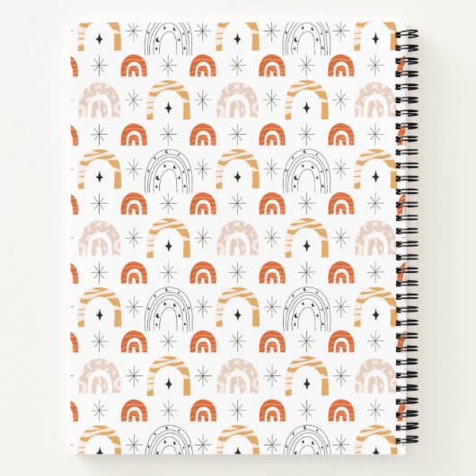 Boho retro Regenbogenline art mostars Notizblock (Rückseite)