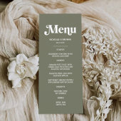 Boho Retro Sage Green Wedding Menükarte