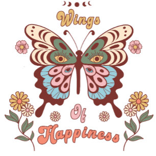 Boho Retro Schmetterlingsflügel T-Shirt