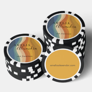 Boho Retro Schrift Abstrakt Wellenförmige Linien G Pokerchips