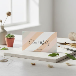Boho Retro Schrift Abstrakt Wellenlinien Pastell Visitenkarte