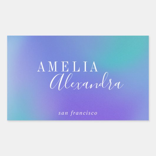 Boho Retro Schriftart Abstrakter Farbverlauf Lila Rechteckiger Aufkleber (Vorderseite)