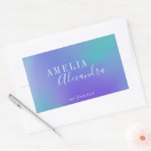 Boho Retro Schriftart Abstrakter Farbverlauf Lila Rechteckiger Aufkleber (Umschlag)