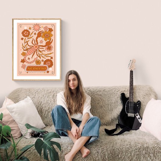 Boho Retro Scorpio Zodiac Poster