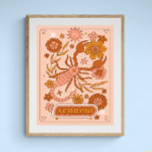 Boho Retro Scorpio Zodiac Poster