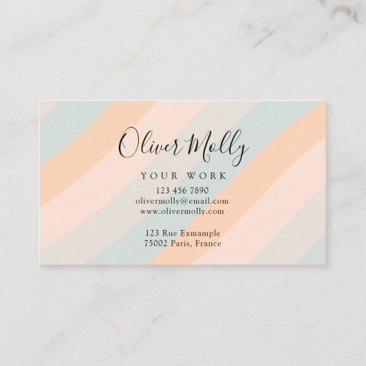 Boho Retro Script Abstract Wavy Lines Pastel Visitenkarte (Rückseite)